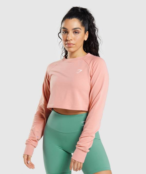 Damske Mikiny Gymshark Training Cropped Sweater Ruzove | CR8256937